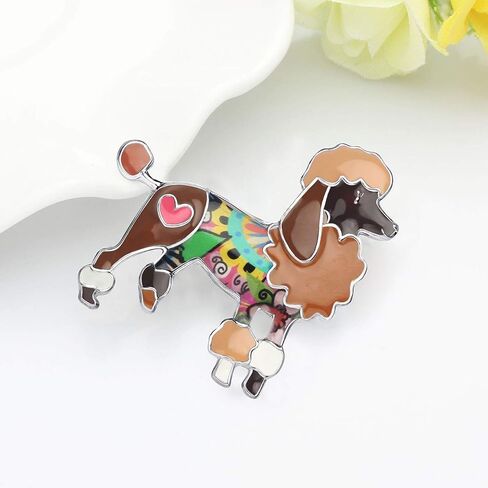 DUOWEI Cute Poodle Dog Brooch Pins for Women Teens Girls Floral Enamel Dog Brooch Jewelry Clothes Scarf Jacket Decoration in Saudi Arabia