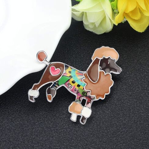 DUOWEI Cute Poodle Dog Brooch Pins for Women Teens Girls Floral Enamel Dog Brooch Jewelry Clothes Scarf Jacket Decoration in Saudi Arabia