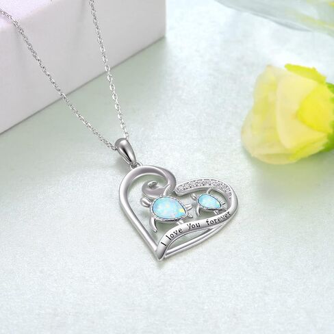 Opal Sea Turtle Necklace 925 Sterling Silver Hawaiian Turtle Pendant Necklaces Beach Jewelry Gifts for Women Teen Girls Turtle Lovers in Saudi Arabia