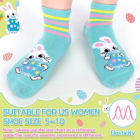 Halfchet 12 Pairs Women's Easter Day Ankle Socks Bunny Easter Eggs Print Cute Ankle Socks Bunny Socks for Women in Saudi Arabia
