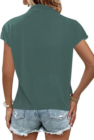 BBcoch قمصان كاجوال للعمل برقبة وهمية للنساء، قمصان قصيرة الأكمام، بلوزات صيفية، قمصان قصيرة غير رسمية in Kuwait