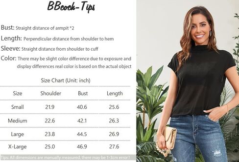 BBcoch قمصان كاجوال للعمل برقبة وهمية للنساء، قمصان قصيرة الأكمام، بلوزات صيفية، قمصان قصيرة غير رسمية in Kuwait
