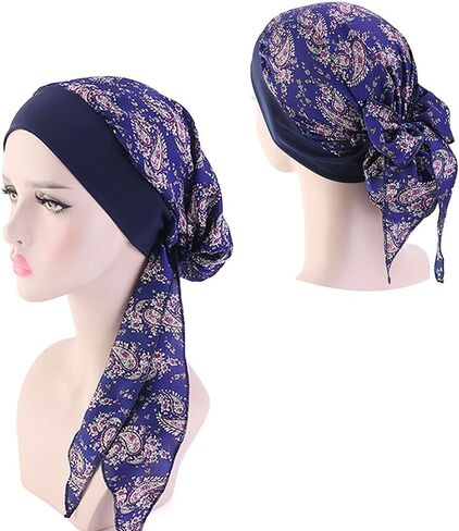 Chemo Headwear for Women 4 Pieces Pre Tied Head Scarf Beanie Skull Cover Cap in Saudi Arabia