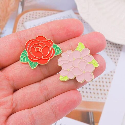 مجموعة دبابيس بروش المينا زهرة، دبابيس المينا نبات الكرتون للنساء الفتيات الملونة الدلفينيوم الخشخاش القطيفة ارتفع صباح المجد الزهور بروش دبابيس شارة للسترات حقائب الظهر in Kuwait