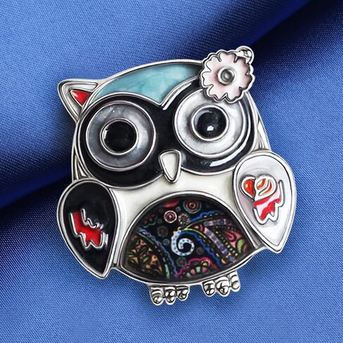 DOWAY Enamel Flower OWl Gifts Cute Owl Brooch Pins for Women Fashion Jewelry Charms in Saudi Arabia