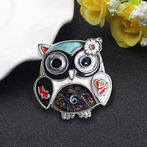 DOWAY Enamel Flower OWl Gifts Cute Owl Brooch Pins for Women Fashion Jewelry Charms in Saudi Arabia