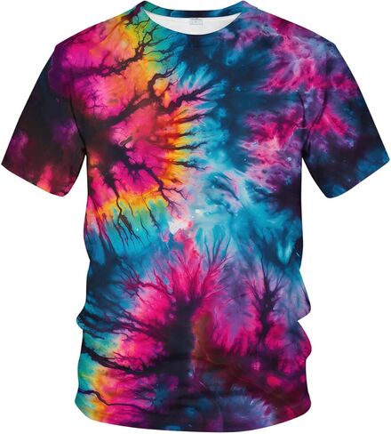 الرجال مخدر الملونة التعادل صبغ 3D الطباعة تي شيرت غامض ورقة الطوطم قميص بأكمام قصيرة in Kuwait