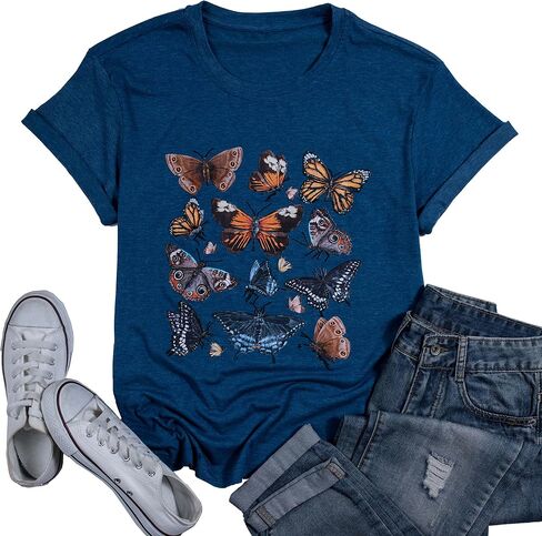 Vintage Graphic Tees for Women Funny Print Shirts Summer Casual Short Sleeve Tops Loose Fit T-Shirt in Saudi Arabia