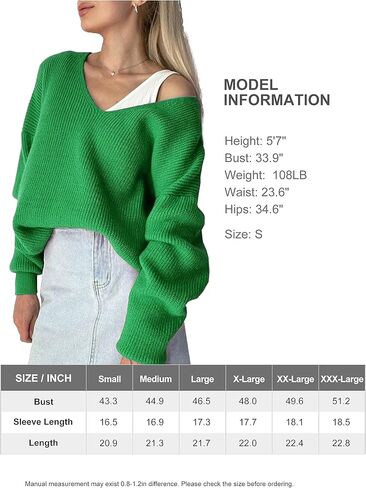ELEZAY Women's Slouchy Crochet Pullover Sweater Off The Shoulder Knit Tunic Tops in Kuwait