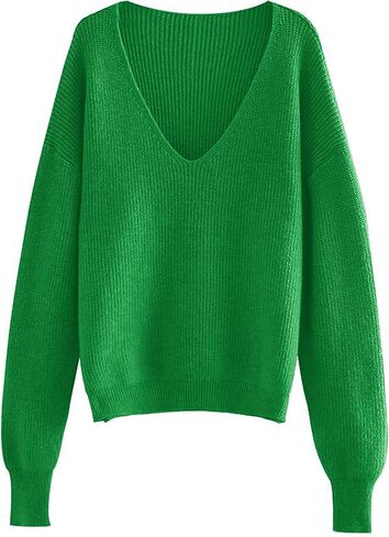 ELEZAY Women's Slouchy Crochet Pullover Sweater Off The Shoulder Knit Tunic Tops in Kuwait