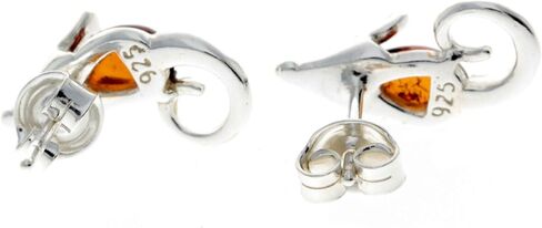 SilverAmber Jewellery - Genuine Natural Baltic Amber and 925 Sterling Silver Tiny Mice Studs Earrings GL188 in Saudi Arabia