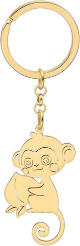 RAIDIN Stainless Steel Cute Animal Monkey Keychains Keyring Wild Life Jewelry Gifts for Women Girls Car Purse Keys Accessory in Kuwait