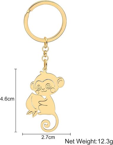 RAIDIN Stainless Steel Cute Animal Monkey Keychains Keyring Wild Life Jewelry Gifts for Women Girls Car Purse Keys Accessory in Kuwait