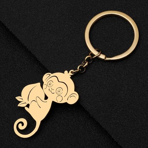 RAIDIN Stainless Steel Cute Animal Monkey Keychains Keyring Wild Life Jewelry Gifts for Women Girls Car Purse Keys Accessory in Kuwait