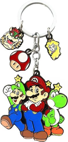 Supr Mario Keychain Anime Cosplay Jewelry Bowser Yoshi Peach Princess Keychain Gifts for Men Woman in Kuwait
