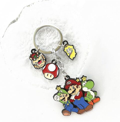 Supr Mario Keychain Anime Cosplay Jewelry Bowser Yoshi Peach Princess Keychain Gifts for Men Woman in Kuwait