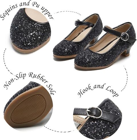 حذاء Tegeek للفتيات الصغيرات بكعب عالٍ ونعل سميك حذاء فستان الأميرة in Kuwait