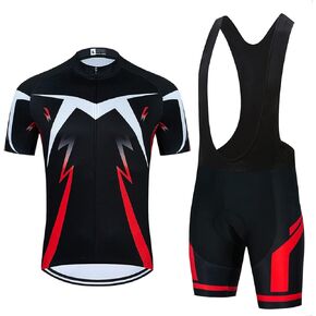 Men's Bicycle Short Sleeve Set Cycling Jersey Set 3 Pockets Shirts 3D Cushion Shorts Padded Pants/Bib Short