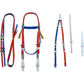 CHALLENGER Horse Cob Nylon Patriotic Western Tack Headstall Breast Collar Curb Strap 60112RWB