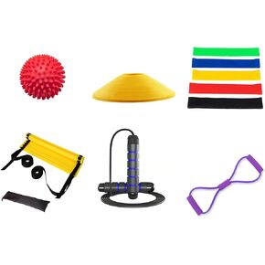 Litflyele Speed Agility Training Equipment- Agility Ladder, 8 Word Shape Resistance Band Chest Expander, Skipping Jump Rope& Carrying Bag, for Faster Footwork and Better Movement Skills