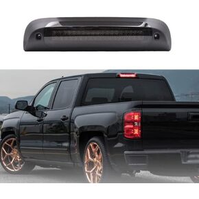 TOP-MAX Third Brake Light Replacement for 2014-2018 Chevy Silverado GMC Sierra 1500 2500HD 3500HD, Rear Center LED Red High Mount Stop Lamp&Super bright White Cargo Light (Smoked Lens)