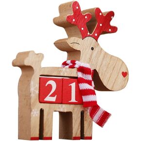 Amosfun Christmas Calendar Countdown Advent Calendar Wooden Deer Ornament for Christmas Home Decoration in Saudi Arabia
