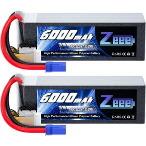 Zeee 6S Lipo Battery 6000mAh 22.2V 100C with EC5 Connector Soft Pack RC Battery for RC Car Truck RC Airplane Helicopter Quadcopter Boat (2 Packs) in Kuwait