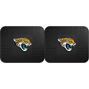 FANMATS 12356 NFL Jacksonville Jaguars Back Row Utility Car Mats - 2 Piece Set, 14in. x 17in., All Weather Protection, Universal Fit, Deep Resevoir Design, Molded Team Logo