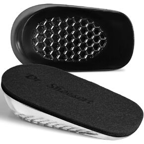 Dr. Shoesert Height Increase Insoles for Men and Women, Wool Felt Gel Heel Cushion Inserts for Leg Length Discrepancy, Shock-Absorbing Shoe Lifts for Heel Pain Relief (Small (1.4" Height), Black)
