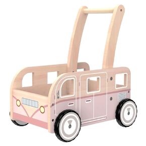 Wooden Baby Walker,Push Walker Bus for Boys and Girls, Stand & Learn Push Walker for Toddlers 1-3 Years Old Blue