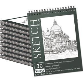 OSIMIG 10 Pack 5.5 * 8.5" Sketch Books, 300 Sheet Drawing Paper, Mini Sketchbook for Kids, Drawing Pad, Top Spiral Bound Sketch Pad for Beginger, Adult Art Supplies