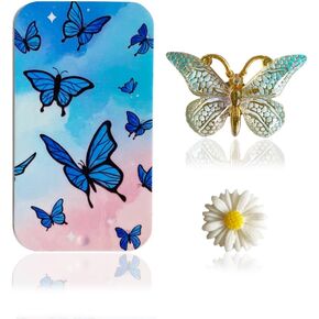 ZDDPDJ Butterfly Needle Case Magnetic Sewing Storage Tin Box and Butterfly Needle Minder for Embroidery Cross Stitch Needlepoint Art Accessories (Pink) in Kuwait