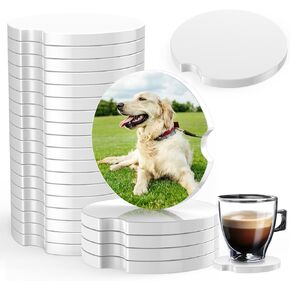 120PCS Sublimation Blanks Car Coasters, Absorbent Auto Coasters for Cup Holders, Neoprene Car Coasters Absorb Spills to Keep Cupholders Clean in Kuwait