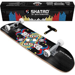 SKATRO - لوح تزلج احترافي مقاس 31 بوصة لوح تزلج كامل. أعمار ألواح التزلج: البالغين والأولاد والبنات والمبتدئين والأطفال