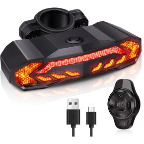 EQIIO Smart Bike Tail Light with Turn Signals, Bike Alarm with Wireless Remote, USB Rechargeable Bike Brake Light, Waterproof Auto ON/Off Bicycle Tail Lights for Night Riding in Saudi Arabia