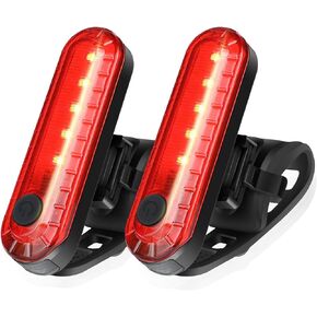 Ascher USB Rechargeable LED Bike Tail Light 2 Pack, Bright Bicycle Rear Cycling Safety Flashlight, 4 Light Mode Options for Adults Kids Men Women Road Mountain(2 USB Cables Included)