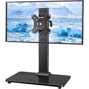 ErGear Single Monitor Stand for 13-34 inch Screens up to 44 lbs, Free-Standing Monitor Riser with 5 Height Settings, Tabletop Monitor Stand with Tempered Glass Base, Max VESA 100x100mm, EGTVS29