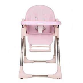 KEANO Baby High Chair for Toddlers and Kids, Foldable Highchair with 5 Different Heights 4 Reclining Backrest Seat 3 Setting Footrest & Removable Tray, Pink