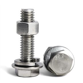 1/4-20 x 1-1/4" Hex Head Bolts Screws, Nuts, Flat & Lock Washers, Stainless Steel 304, Machine Fully Thread, Bright Finish, Assortment Kit 10Sets
