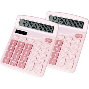 Cute Black Desktop Calculator with Big Buttons, Dual Power Source, Solar and Battery, Large LCD Display, 6 Pack Desk Calculator- Perfect for Basic Office Teachers Students (Black-6pcs)