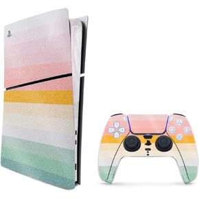 MightySkins Glossy Glitter Skin Compatible with Playstation 5 Slim Digital Edition Bundle - Horizon Stripes | Protective Durable High-Gloss Glitter Finish | Easy to Apply | Made in The USA