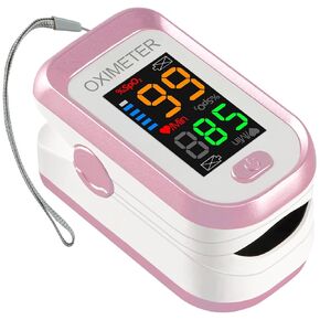 Pulse Oximeter Fingertip, Blood Oxygen Saturation Monitor with Large LED Display, Heart Rate Monitor for Adults, Fingertip Pulse Oximetr, with Lanyard (Rose Gold)