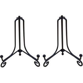 Jilukibo 8 inch Anti-Slip Display Pictures Stand, Black Easel Picture Frame Holder Stand, Iron Plates Display Photo Holder Stand for Books, Tabletop Artworks, Home Decor (2 Pack)