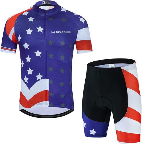 Men's Bicycle Short Sleeve Set Cycling Jersey Set 3 Pockets Shirts 3D Cushion Shorts Padded Pants/Bib Short in Saudi Arabia