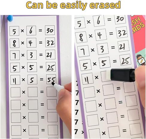 Lachilly 0-12 Multiplication Table Cards with 2 Dry Erase Pens, Educational Times Table Flashcards for Kids, Self Check Classroom Home Learning Aids, Elementary School Teacher Teaching Aids, 15 Cards in Saudi Arabia