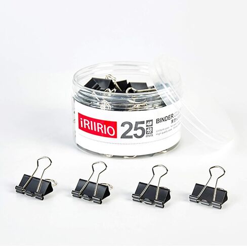 مشابك تثبيت iRIIRIO، 48 قطعة 25 مم/1 بوصة مشابك طلاء سوداء متوسطة الحجم، مشابك معدنية متوسطة الحجم، مشابك ورقية، مشابك ورقية للمكتب المنزلي والمدرسة (أسود) in Kuwait