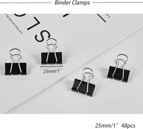 مشابك تثبيت iRIIRIO، 48 قطعة 25 مم/1 بوصة مشابك طلاء سوداء متوسطة الحجم، مشابك معدنية متوسطة الحجم، مشابك ورقية، مشابك ورقية للمكتب المنزلي والمدرسة (أسود) in Kuwait