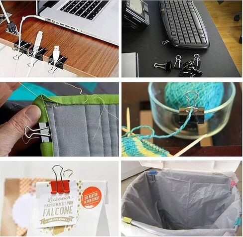 مشابك تثبيت iRIIRIO، 48 قطعة 25 مم/1 بوصة مشابك طلاء سوداء متوسطة الحجم، مشابك معدنية متوسطة الحجم، مشابك ورقية، مشابك ورقية للمكتب المنزلي والمدرسة (أسود) in Kuwait