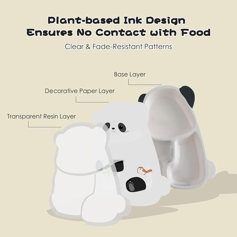 مجموعة أدوات طعام الأطفال من بير، طبق أطفال من الميلامين مع ملاعق للأطفال، مجموعة أطباق طعام للرضع والأطفال الصغار للفطام، مجموعة أدوات متينة وممتعة للأطفال in Kuwait