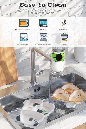 مجموعة أدوات طعام الأطفال من بير، طبق أطفال من الميلامين مع ملاعق للأطفال، مجموعة أطباق طعام للرضع والأطفال الصغار للفطام، مجموعة أدوات متينة وممتعة للأطفال in Kuwait